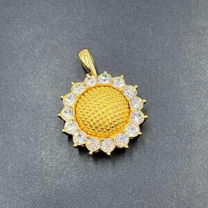 Nolan Miller Vintage 1980's Pave
Rhinestone Runway Yellow Sunflower Pendant